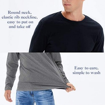 ANSEHO Men's Long Sleeve T-Shirt Cotton Workout Tee Crewneck Undershirt 2 Pack