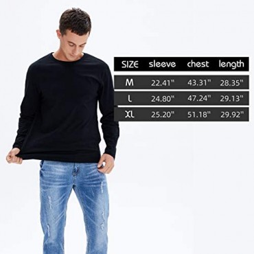 ANSEHO Men's Long Sleeve T-Shirt Cotton Workout Tee Crewneck Undershirt 2 Pack