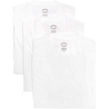 Brooks Brothers Men's 3 Pack Combed Cotton V-Neck Short Sleeve Tee Undershirt Shirt Pack White