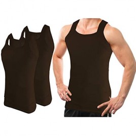Different Touch Men's G-unit Style Tank Tops Square Cut Muscle Rib A-Shirts Pack of 2