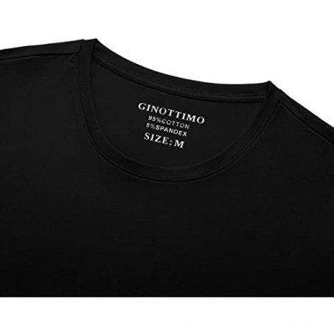 GINOTTIMO Mens Plain Crew Neck T-Shirt Slim-Fit Short-Sleeve Shirts for Men Cotton