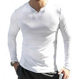 GYMAPE Men's Long/Short Sleeve Beefy T Shirt Slim Fit Casual Cotton V-Neck Basic Athletic Shirts