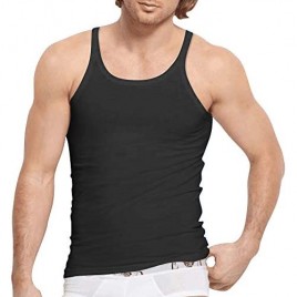 GYMAPE Men's Undershirt Singlet 100% Lightweight Cotton Stringer Tank Top with 1.5 cm Thin Strap (2-Pack)