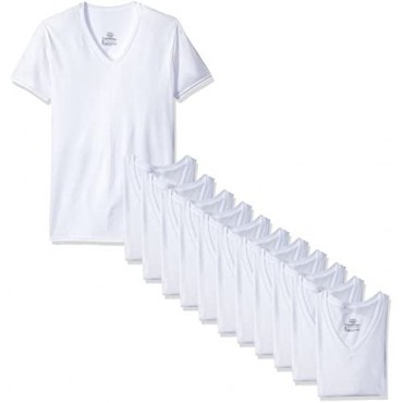 Hanes Men's 12-Pack FreshIQ V-Neck T-Shirt White X-Large