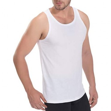 Indefini Mens Cotton Undershirts Crew Neck Sleeveless Tank Top A Shirts