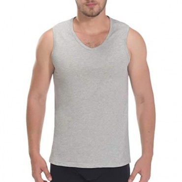 Indefini Men's V-Neck Undershirts Tank Tops Cotton Fitted A Shirts in 1/3 Pack