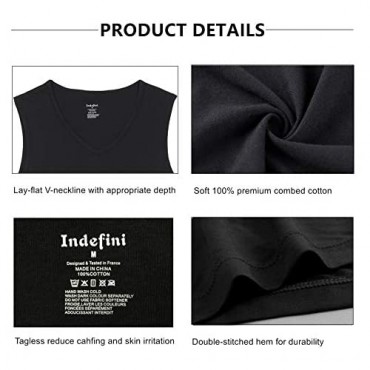 Indefini Men's V-Neck Undershirts Tank Tops Cotton Fitted A Shirts in 1/3 Pack