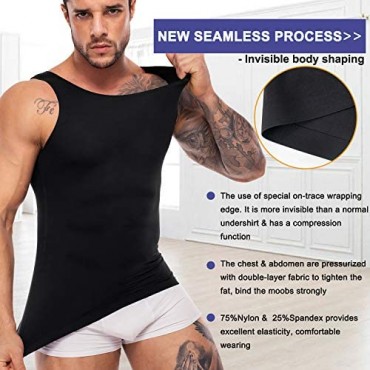 MOLUTAN Compression Shirts for Men Body Slimming Tank Top Undershirt Sleeveless Tummy Control Shapewear Vest