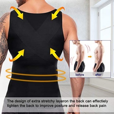 MOLUTAN Compression Shirts for Men Body Slimming Tank Top Undershirt Sleeveless Tummy Control Shapewear Vest