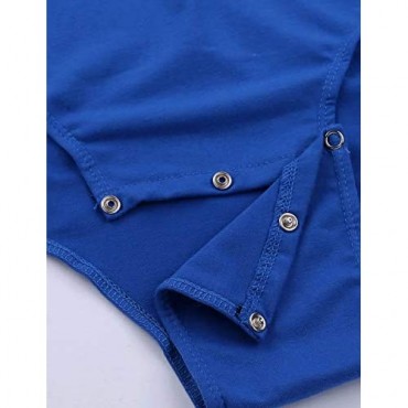 renvena Men's Slim-Fit Short Sleeve Pole Shirt Bodysuit One Piece Turn-Down Collar Button Crotch Rompers