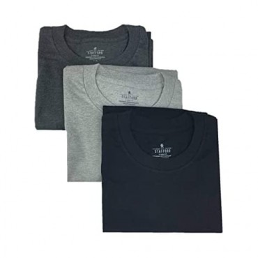 Stafford Men’s Tall/Extra Tall 100% Heavy Weight Cotton Crew Neck Undershirts Black and Grey Short Sleeve 3 Pack