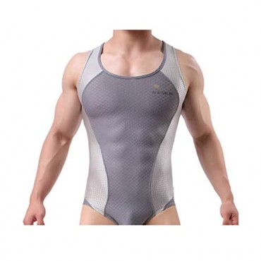 BRAVE PERSON Men's Figure-Shape Bodysuits Elastic Workout Clothes Swimwear Fitness Cycling 2241
