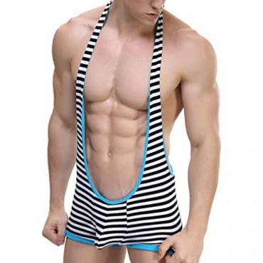Clothestec Men's Underwear Stripe Siamese Wrestling Apparel Lingerie
