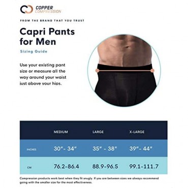Copper Compression Mens Capri Pants. Leggings Tights Capris Pant for Men