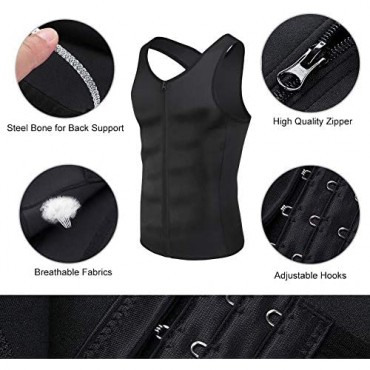 DANALA Men's Waist Trainer Vest for Weight Loss Compression Slimming Body Shaper Sauna Tank Top with Zipper