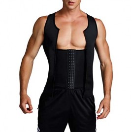 DANALA Men's Waist Trainer Vest for Weight Loss Compression Slimming Body Shaper Sauna Tank Top with Zipper