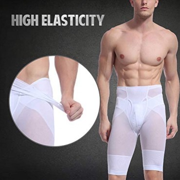 HEXIN Mens High Waist Compression Shapewear Slimming Double Layered Shorts Briefs Pants Black M