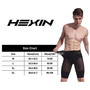 HEXIN Mens High Waist Compression Shapewear Slimming Double Layered Shorts Briefs Pants Black M