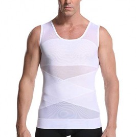 iYunyi Men's Slimming Body Shaper Vest Chest Compression Shirt Abs Abdomen Slim Hide Gynecomastia Tops