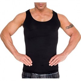 LISH Men's Slimming Light Compression Tank Top Shirt - Sleeveless Body Shaper Shirt for Weight Loss