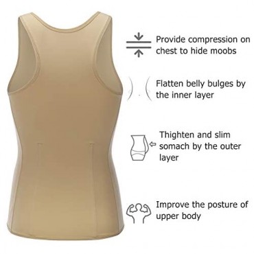 MASS21 Mens Shapewear Tank Top Lumbar Back Support Liposuction Compression Garment Control Top Underwear