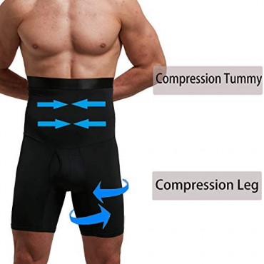 Optlove Men's Tummy Control Shapewear Shorts High Waist Slimming Anti-Curling Underwear Body Shaper Seamless Boxer Brief