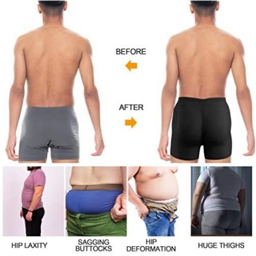 TAILONG Men's Underwear Boxer Briefs Tummy Control Body Shaper Enhance Butt Lifter Shapewear with Removable Padded
