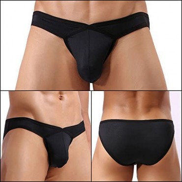 ElsaYX Men's Sexy Mesh Bulge Pouch Bikinis Underwear