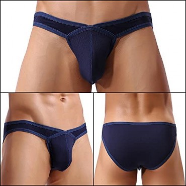 ElsaYX Men's Sexy Mesh Bulge Pouch Bikinis Underwear