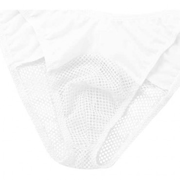 FEESHOW Men's Patchwork Mesh Fishnet Breathable Thongs Briefs Bikini Underwear