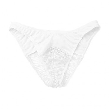 FEESHOW Men's Patchwork Mesh Fishnet Breathable Thongs Briefs Bikini Underwear