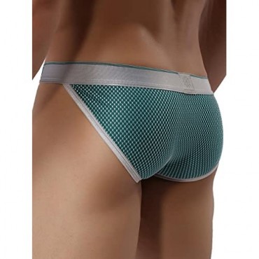 iKingsky Men's High-Leg Opening Bulge Bikini Underwear Breathable Sexy Low Rise Sport Briefs