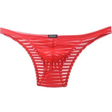 iKingsky Men's Sexy Brazilian Underwear See Through Bikini Under Panties Half Back Coverage Mens Underwear