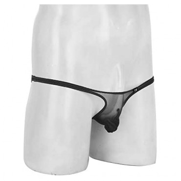 inlzdz Men's Mesh See Through Sheer Low Rise Micro Pouch G-String Thong Bikini Underwear