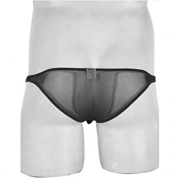 inlzdz Men's Mesh See Through Sheer Low Rise Micro Pouch G-String Thong Bikini Underwear
