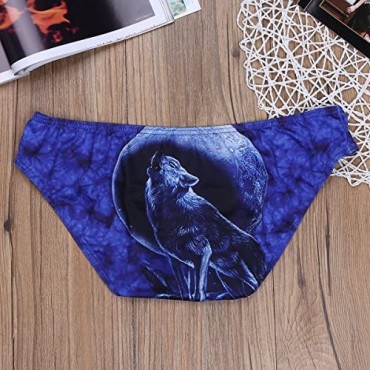 JEEYJOO Mens Cool 3D Leopard Wolf Printing Lingerie Low Rise Bikini Briefs Underwear