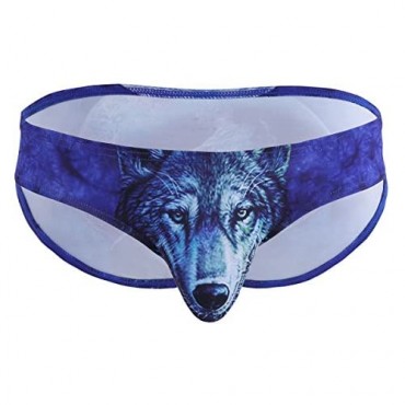 JEEYJOO Mens Cool 3D Leopard Wolf Printing Lingerie Low Rise Bikini Briefs Underwear