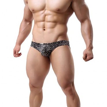 Swbreety Men's Leopard Print Bikini Briefs Underwear Bulge Pouch Underpants