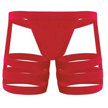 TSSOE Men's Boxer Briefs Shorts G-String Bikini Underwear Underpants with Bulge Pouch Garters