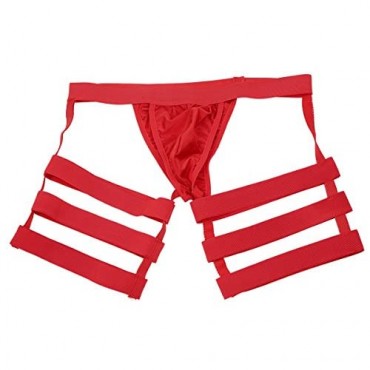 TSSOE Men's Boxer Briefs Shorts G-String Bikini Underwear Underpants with Bulge Pouch Garters