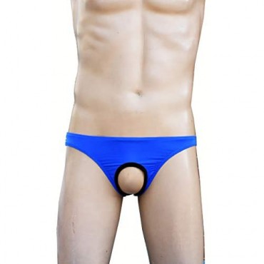 4UFiT Men's Sexy Hollow Bikini Briefs Low Rise Open Pouch Underwear