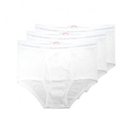 Brooks Brothers Men's 3 Pack Regular Fit 100% Combed Cotton Stretch Briefs Underwear Bright White