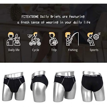 FITEXTREME Mens 5 Pack MAXCOOL Breathable Quick Dry Stretch Daily Briefs Underwear Set