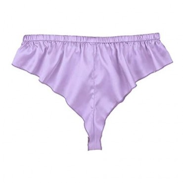 Freebily Men's Frilly Satin Low Rise French Knickers Bikini Briefs Sissy Crossdress Panties Underwear