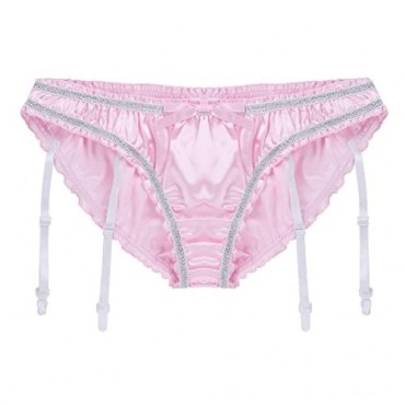 Hularka Men's Pouch Low Rise Bikini Briefs Cheeky Sissy Panties Strappy Garter Belt Panty Underwear