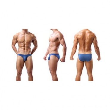 Men's Bikini Briefs Sexy Low Rise Pouch Underwear Tagless Modal Underpants 3 Pack