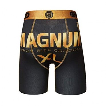 PSD Underwear Men's Stretch Elastic Wide Band Boxer Brief Underwear Bottom - Trojan Condoms | Breathable 7 inch Inseam |