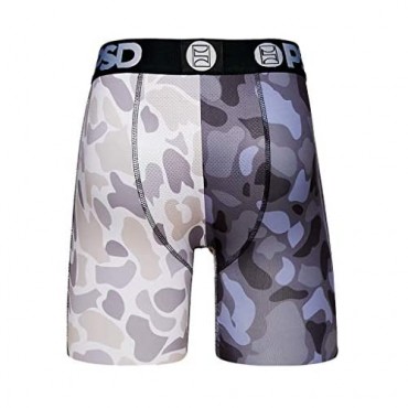 PSD Underwear Men's Stretch Elastic Wide Band Boxer Brief Underwear Bottom - Warface Print | Breathable 7 inch Inseam |