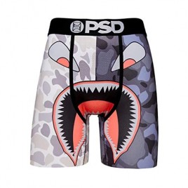 PSD Underwear Men's Stretch Elastic Wide Band Boxer Brief Underwear Bottom - Warface Print | Breathable  7 inch Inseam |