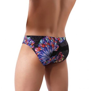 Winday Men's Briefs Ice Silk Triangle Bikinis Underwear print Breathable Briefs